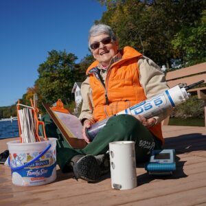 Mary Jane Bumby on a dock