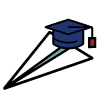 A paper airplane with graduation cap