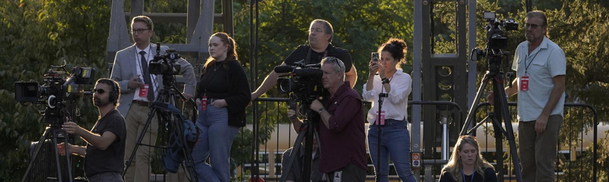 A group of photographers at the VP Harris event at Ripon College
