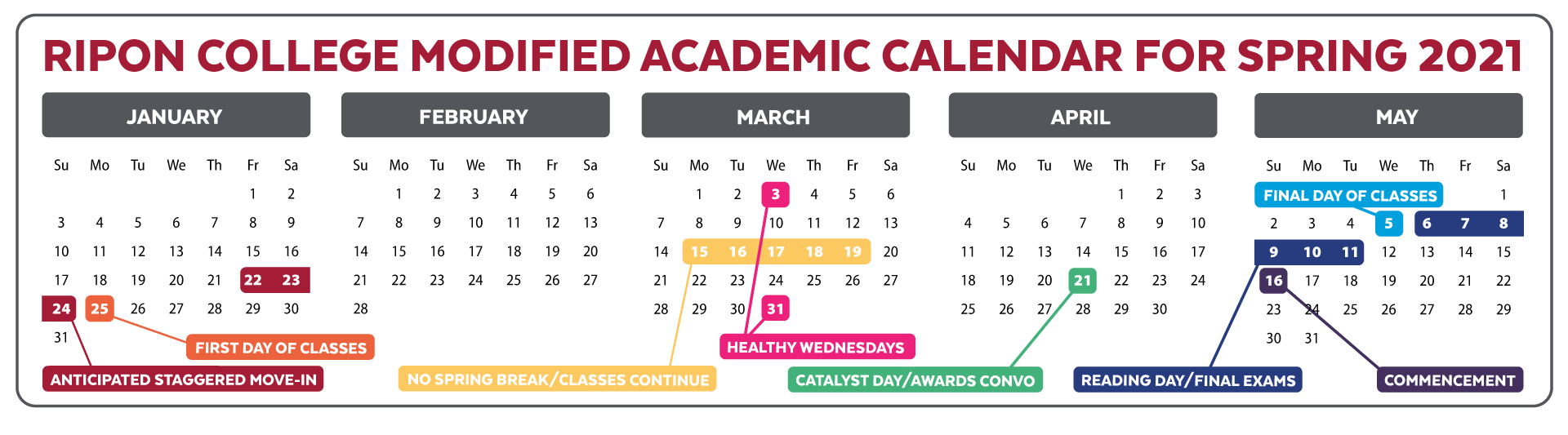 Spring 2021 Academic Calendar | Ripon College