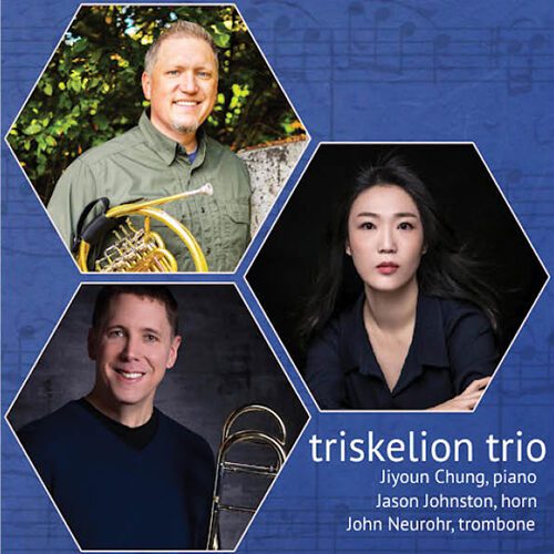 Headshots of Jiyoun Chung, Jason Johnston and John Neurohr of the Triskelion Trio chamber ensemble