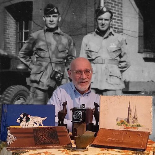 Mike Chamberlain '78 and a WWII photo of his father