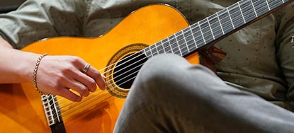 chamber musician plays the guitar