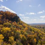 Landscape of hills surrounded by autumn trees in La Crosse, Wisconsin