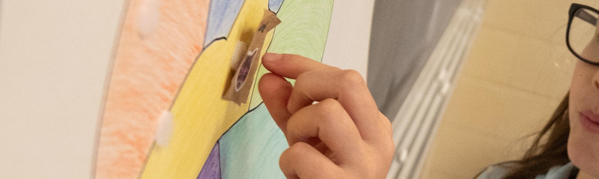 A student labels parts of the brain