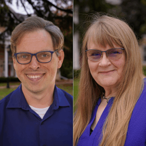 Travis and Ursula work on a project together
