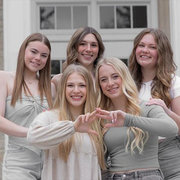 Sorority Sisters in front of Harwood Hall
