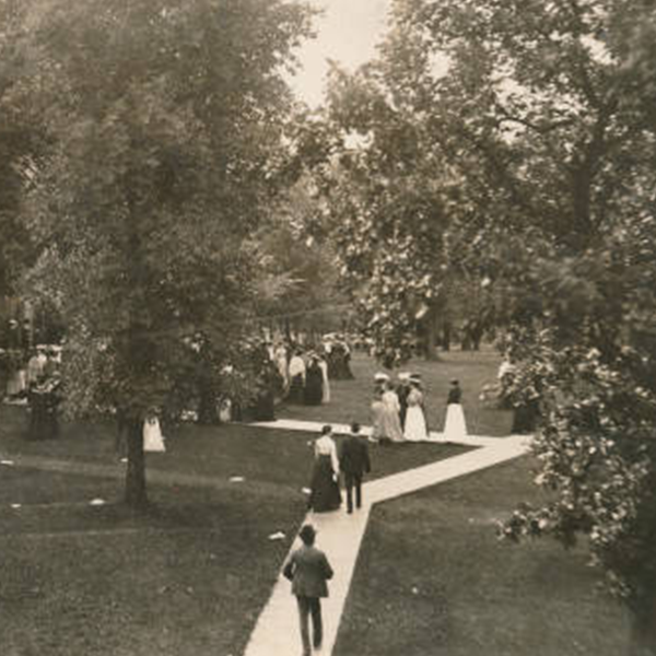 People walk on paths in Ripon