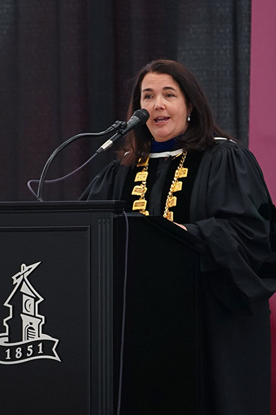 Fourteenth President speaking at Commencement ceremony