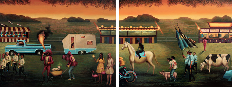 A western theme on a colorful parade painting