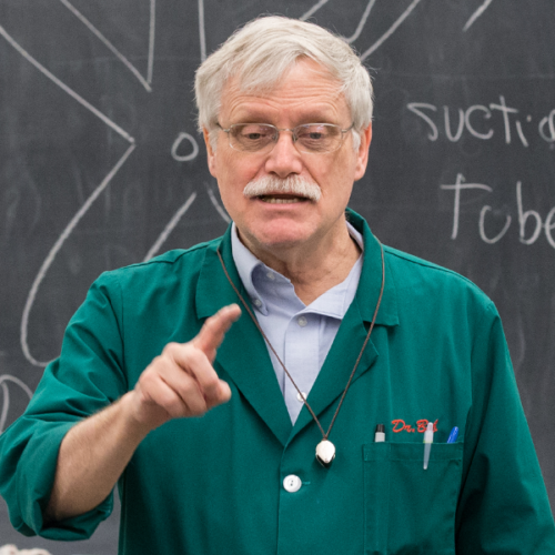 Professor Bob Wallace in front of class