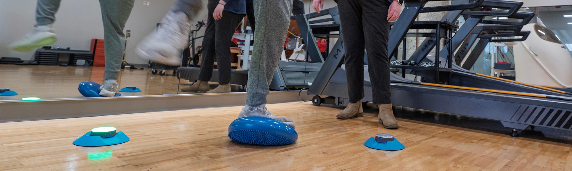 People training on walking tools