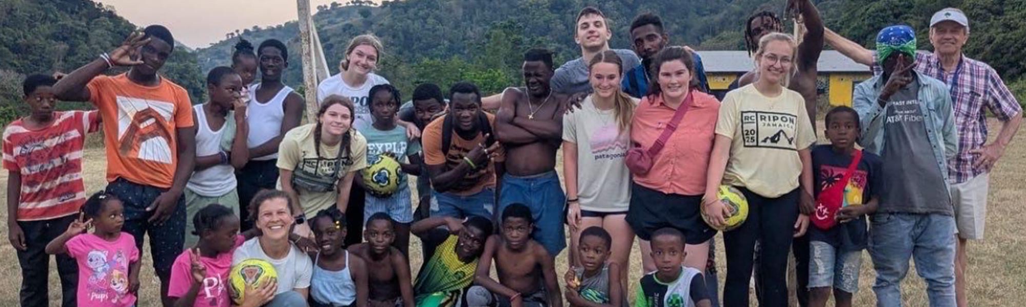 A group of students and residents in Jamaica