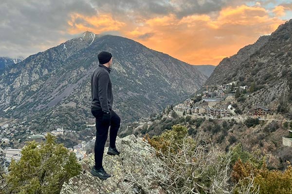 A Ripon student standing in the mountains of Spain.