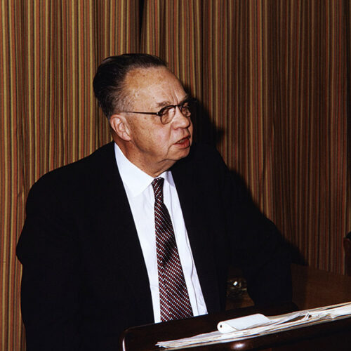 Carl P. Russell speaks at Grand Canyon National Park.