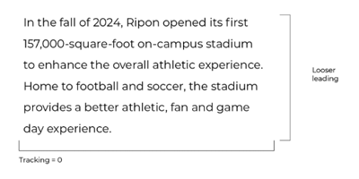 Example of body text format for athletic branding
