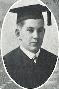 Davies wears a commencement cap in his student picture