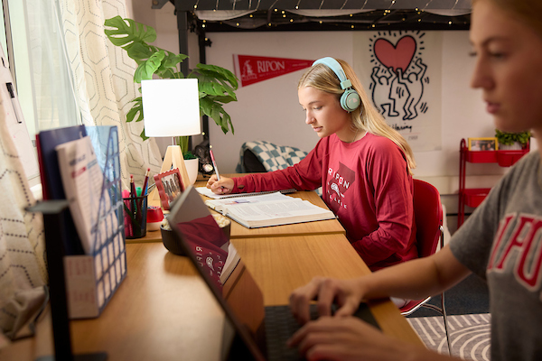 Students living in Residence Halls work on homework